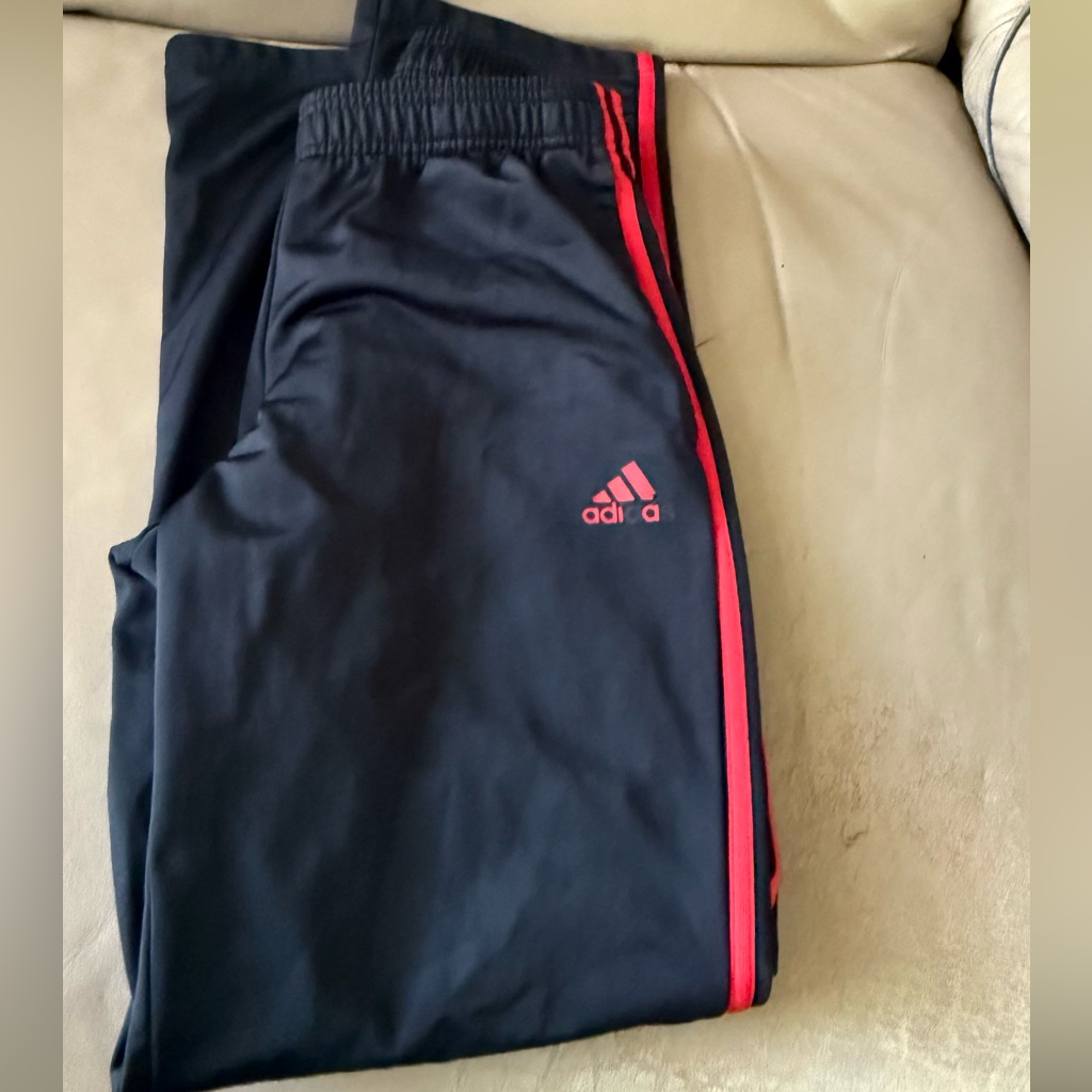 Adidas Black And Red Joggers With Elastic Waistband